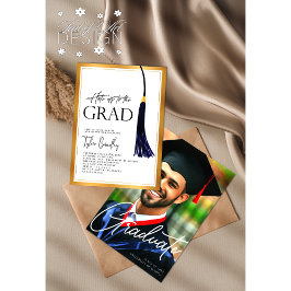 Hasoff To Grad Blue Gold Tassel Abschluss Foto Einladung