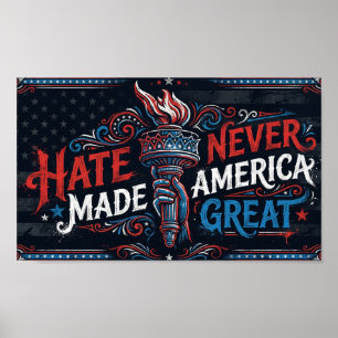Hass hat Amerika niemals groß gemacht Vintage-Patr Poster