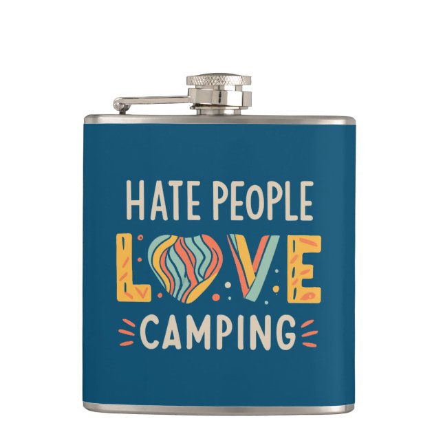 Hass Menschen Liebe Camping Flachmann (Vorderseite)