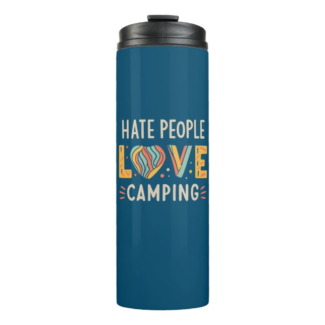 Hass Menschen Liebe Camping Thermosbecher (Vorderseite)
