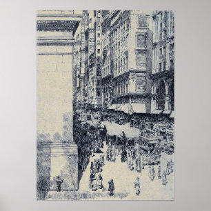 Hassam - Fifth Avenue Mittag Poster