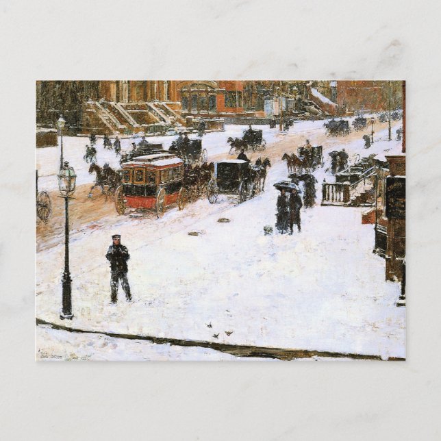 Hassam - Fünfte Straße im Winter Postkarte (Vorderseite)