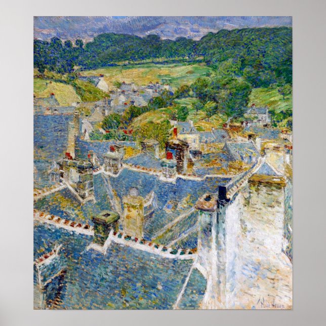 Hassam - Rooftops Pont Aven Brittany 1897 Poster (Vorne)