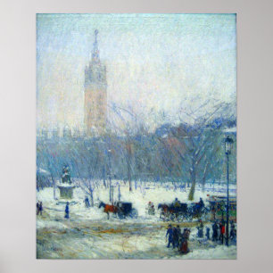 Hassam - Schneesturm auf dem Madison-Platz 1893 Poster