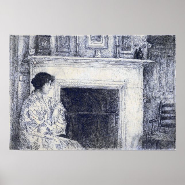 Hassam - The White Mantel (Holley House Cos Cob) Poster (Vorne)