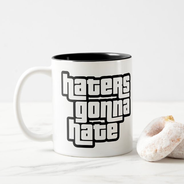 Hasser werden hassen zweifarbige tasse (Mit Donut)