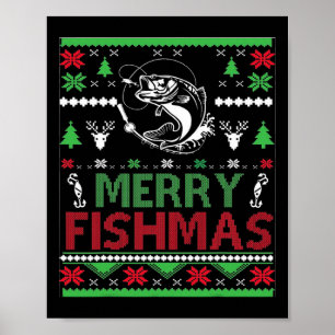 Hässliche Angel-Weihnachts-B-Fisch-Bekleidung  Poster