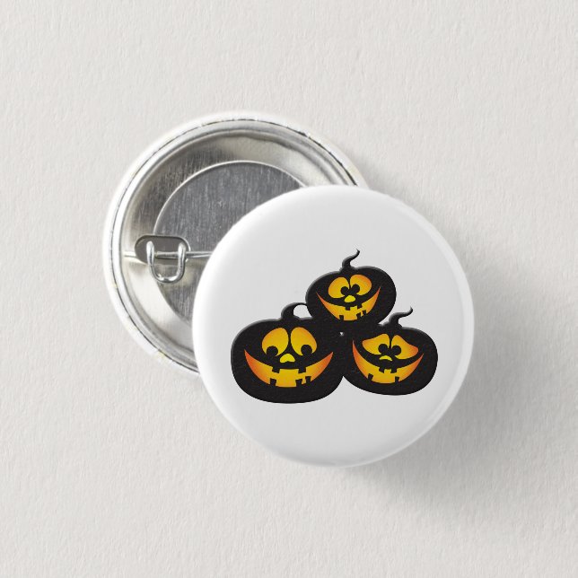 Hässliche Ausdrücke Halloween-Kürbis Button (Vorne & Hinten)