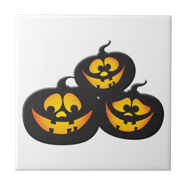 Hässliche Ausdrücke Halloween-Kürbis Fliese (Vorderseite)