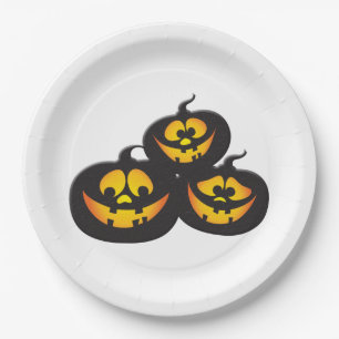 Hässliche Ausdrücke Halloween-Kürbis Pappteller