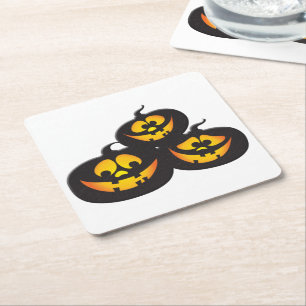 Hässliche Ausdrücke Halloween-Kürbis Rechteckiger Pappuntersetzer