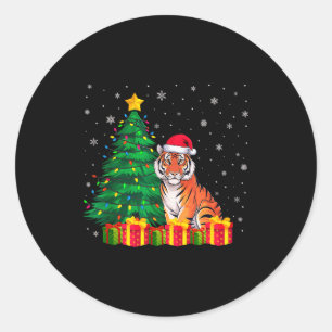 Hässliche Bengaltiger-Weihnachtsmannmütze-Christba Runder Aufkleber