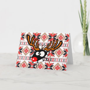 Hässliche Chrstmas Strickjacke-Karte - Rudolph-Ren Feiertagskarte