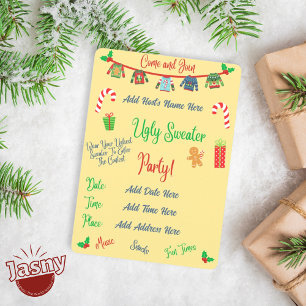 Hässliche gelbe Weihnachtspullover-Party Einladung