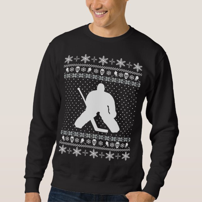 Hässliche Hockey-Weihnachtsstrickjacke Sweatshirt (Vorderseite)