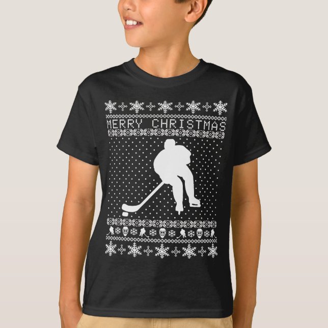 Hässliche Hockey-Weihnachtsstrickjacke T-Shirt (Vorderseite)