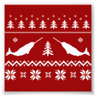Hässliche Narwhal Weihnachtsstrickjacke Fotodruck