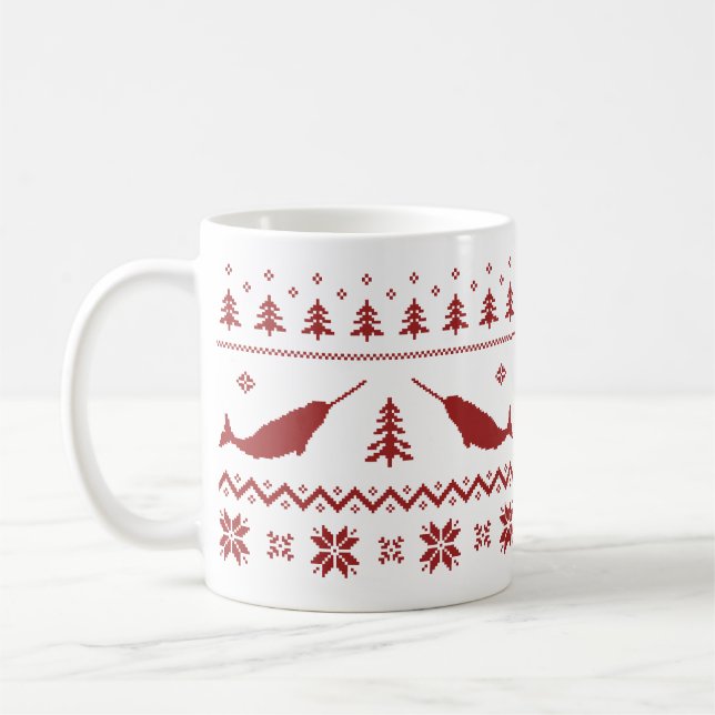 Hässliche Narwhal Weihnachtsstrickjacke Kaffeetasse (Links)