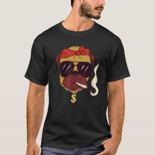 Hässliche Pug-Goldkette-Sonnenbrille-Hund-Vater-Pu T-Shirt
