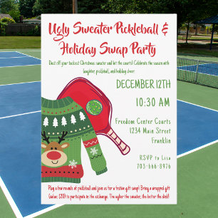 Hässliche Pullover Pickleball Weihnachtsgeschenk T Einladung