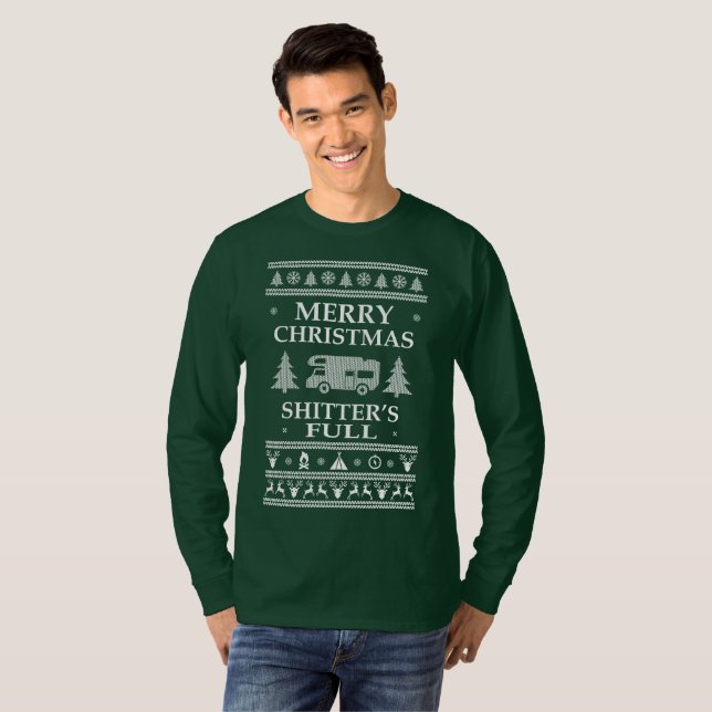 Hässliche Strickjacke-frohe Weihnachten Shitters T-Shirt (Vorne ganz)