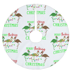 hässliche Weihnachten Flamingo karierte Leoparden Polyester Weihnachtsbaumdecke