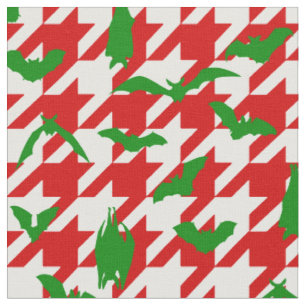 hässliche Weihnachten Houndstooth Fledermäuse rot Stoff