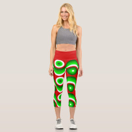 hässliche Weihnachten Mod groovy rot Capri Leggings