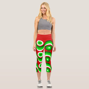 hässliche Weihnachten Mod groovy rot Capri Leggings