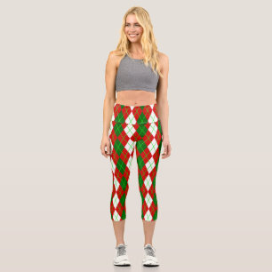 hässliche Weihnachten Raute kariertes Retro Capri Leggings