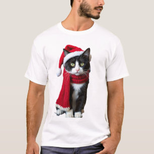 Hässliche Weihnachten schwarze Katze Weihnachtsman T-Shirt