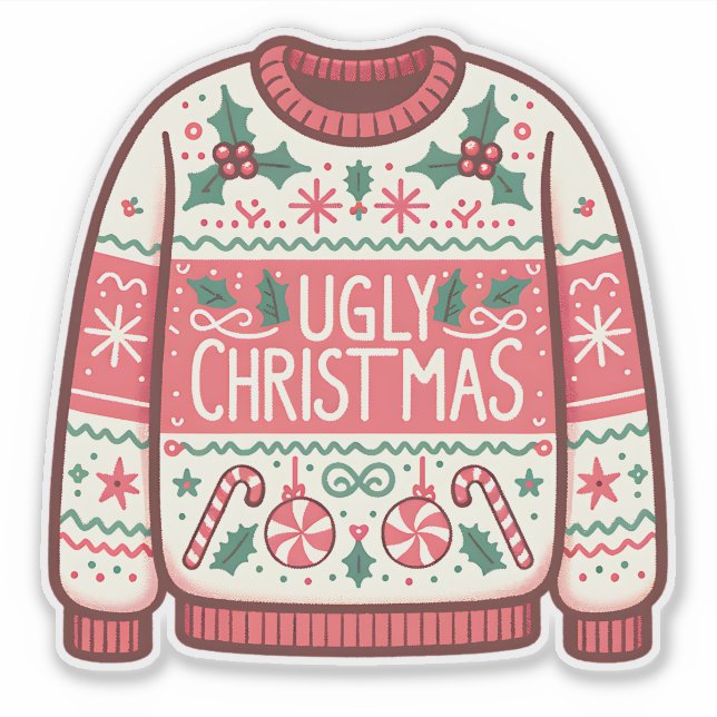Hässliche Weihnachts-Schlabberpullover-Party Aufkleber (Vorderseite)