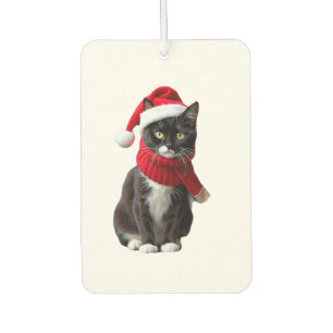 Hässliche Weihnachts-Schwarze-Katze-Santa-Hut-Scha Autolufterfrischer