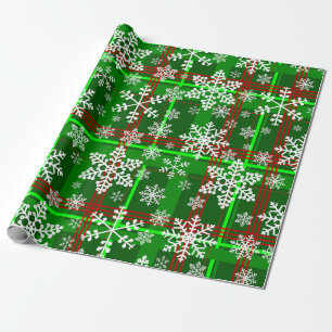 hässliche Weihnachts-Tartan-Karo-Schneeflocken Geschenkpapier