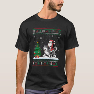 Hässliche Weihnachtsbaumlichter Santa reitet auf A T-Shirt