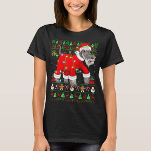 Hässliche Weihnachtsbeleuchtung Santa Schnauzer Hu T-Shirt