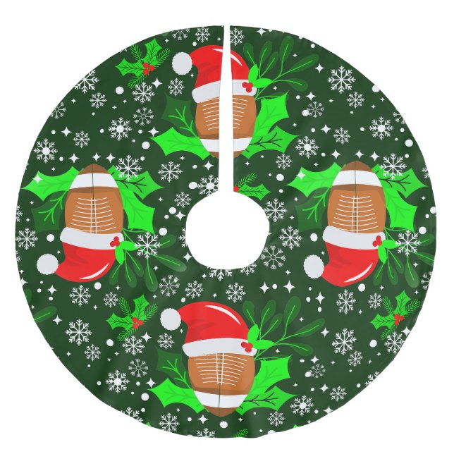hässliche Weihnachtsfussball-Weihnachtslieder Polyester Weihnachtsbaumdecke (Vorderseite)