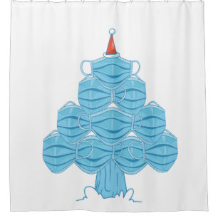 hässliche Weihnachtsgesichtsmaske Baum Duschvorhang