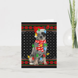 Hässliche Weihnachtsmann-Hund-Lichter Santa-Hut Bl Karte