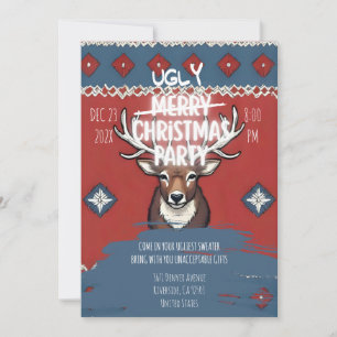Hässliche Weihnachtsmann-Rentier-Weihnachtsfeier-E Einladung