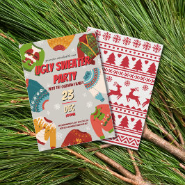 Hässliche Weihnachtsmann-Weihnachtsfeier Vintage R Einladung