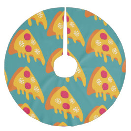 hässliche Weihnachtspizza Pizza Schneeflocken Wint Polyester Weihnachtsbaumdecke
