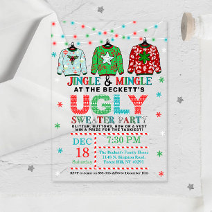 Hässliche Weihnachtspullover-Feier Acryleinladungen