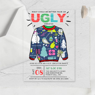 Hässliche Weihnachtspullover-Feier Acryleinladungen