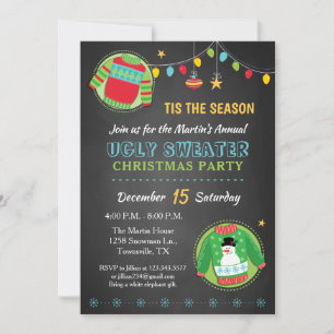 Hässliche Weihnachtspullover-Feier-Einladung Einladung