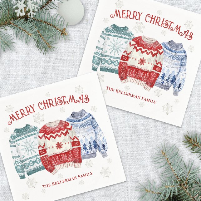 Hässliche Weihnachtspullover-Feier zur Weihnachtsz Serviette (Ugly Sweater Merry Christmas Party Napkins)