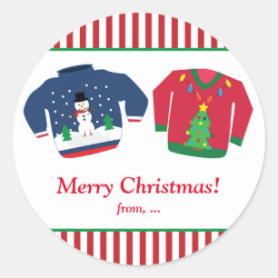 Hässliche Weihnachtspullover Feiertags-Party-Aufkl Runder Aufkleber