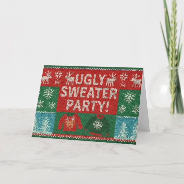 Hässliche Weihnachtspullover-Party  Einladung (Vorderseite)