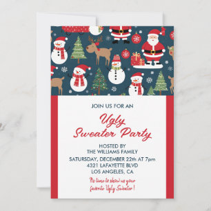 Hässliche Weihnachtspullover-Party-Einladung Bäume Einladung