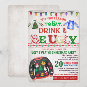 Hässliche Weihnachtspullover-Party-Einladung Einladung
